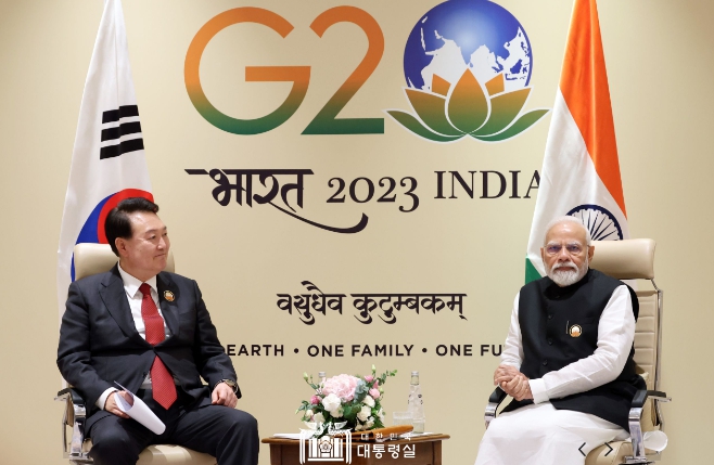 윤석열 대통령, G20 정상회의 계기 인도 총리와 정상회담 개최: 한-인도 수교 50주년을 맞아 전략적 소통과 협력 강화